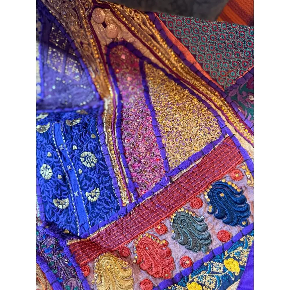 Handmade Set of 3 Heavy Embroidered Patchwork Renaissance material tablerunner
